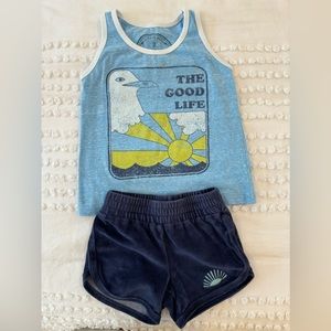 Tiny Whales Tank & Velour Shorts Set 2T